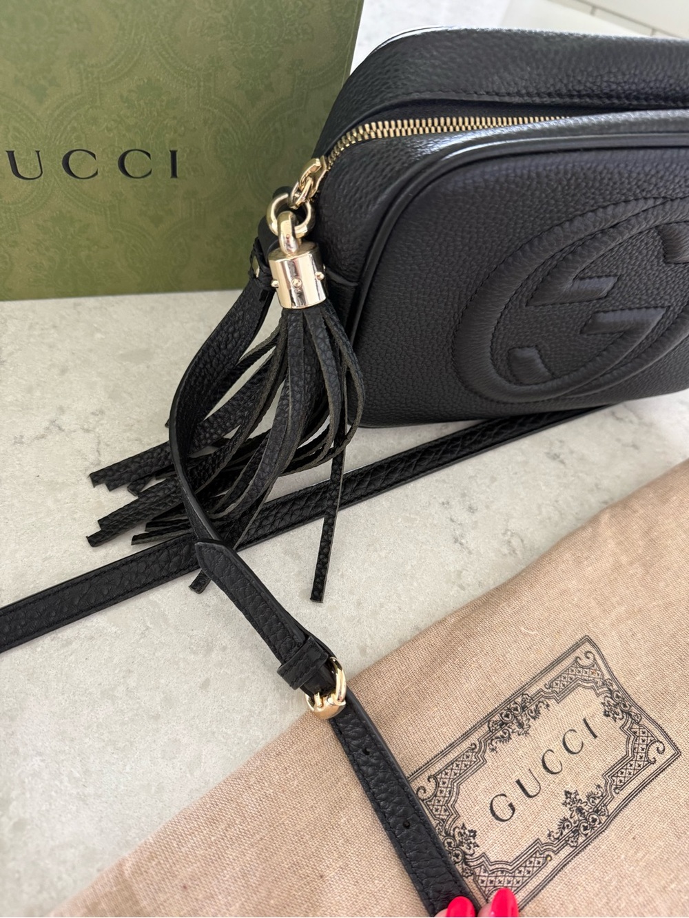 Gucci Black Soho Leather Tassel Crossbody Bag - Picture 7 of 13